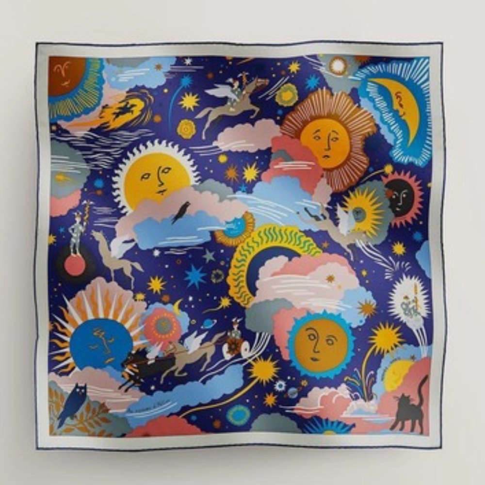 Hermes Blue Multicolor Celestial Silk Scarf WANTED/ not selling